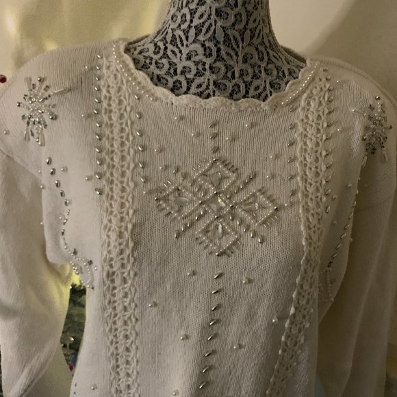 Vintage Colleen's Collectables Cream Sweater SZ M - Picture 10 of 16